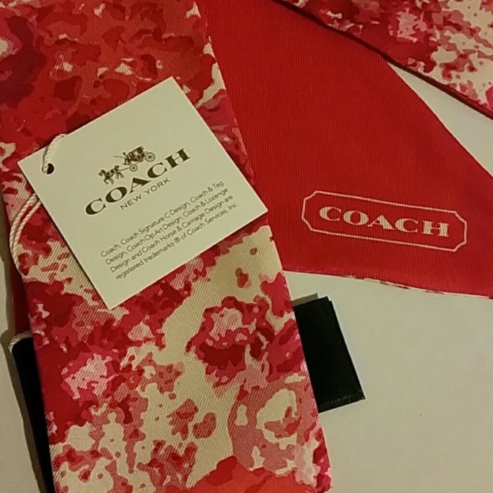 AWESOME COACH PEYTON FLORAL PONY TAIL SCARF SPLASH PRINT w/GIFT BOX - Picture 2 of 3